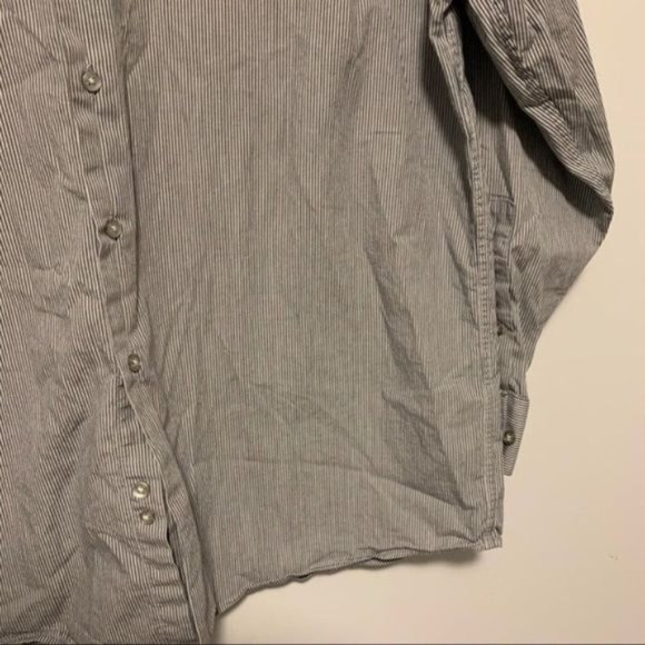 Calvin Klein grey black striped button front shirt Size 16.5. 32/33. - Picture 4 of 7